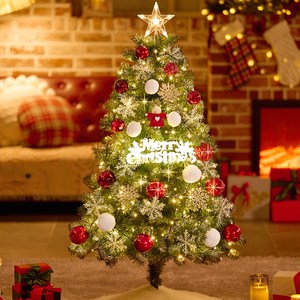 홍트리 크리스마스 트리 + LED 전구 + 장식 세트