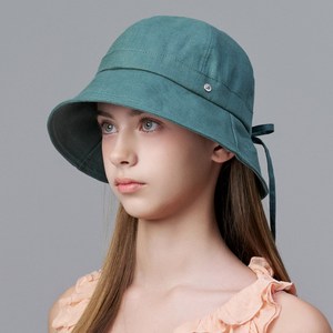 화이트샌즈 린넨 퍼퓰러 라운드 버킷햇 케디리