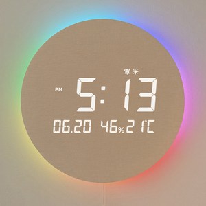 무아스 풀문 오로라 360 LED 온습도 벽시계