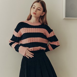 제로스트릿 여성용 스트라이프 트위스트 스웨터