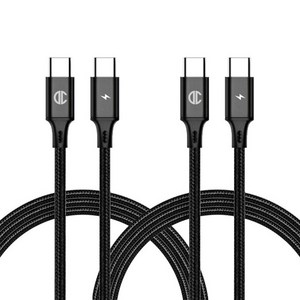 디씨네트워크 페브릭 C to C PD 고속 충전케이블 60W 2p, 3m, BLACK, 2개