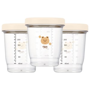 티지엠 에코젠 이유식 보관 용기 3p, 240ml, 아이보리, 1세트
