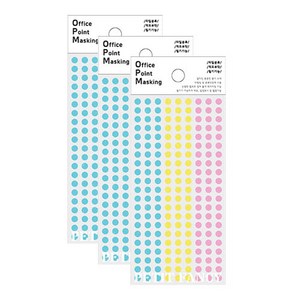 쁘띠팬시 오피스 포인트 마스킹 스티커 OPM-S306A, 청색 + 노랑 + 분홍, 3개