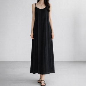라라온 여성용 레이어드 링클 끈나시 롱 원피스 26TSP4023