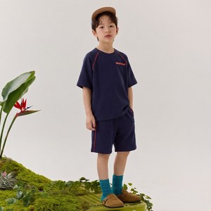 올리반 아동용 삥줄 포인트 반바지 상하복 세트