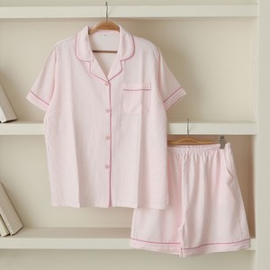 글램공감 커플용 요루 유리 스트라이프 반팔 투피스 파자마 상하의 세트