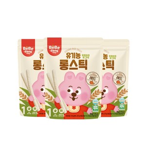 베베당 유기농 롱스틱 레드, 사과 + 당근 혼합맛, 30g, 3개