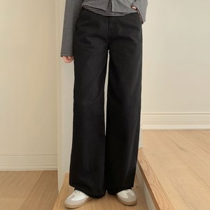 플랜데이 여성용 숏/미디움/롱 기장 테링 세미와이드 탄탄 코튼 팬츠