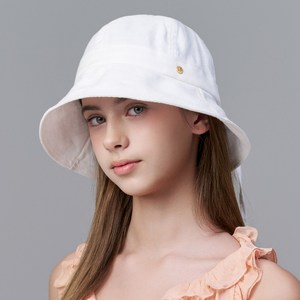 화이트샌즈 린넨 퍼퓰러 라운드 버킷햇 케디리