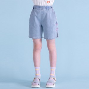 아이러브제이 여아용 포리본 4부 데님 팬츠