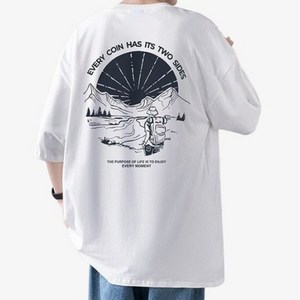 제이티엘 남성용 오버핏 프린팅 반팔 티셔츠