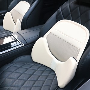 지엠지모터스 등받이쿠션 자동차 허리쿠션 차량용 메모리폼 2IN1 분리형 도킹타입, 베이지, 2개