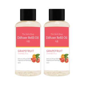 더허브샵 차량용 디퓨저 리필오일 50ml, 2개, 자몽