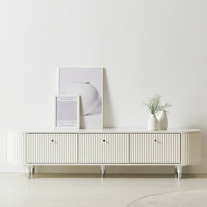 스칸디무드 국내제조 밀레 타원형 템바보드 높은 거실장 1800 방문설치