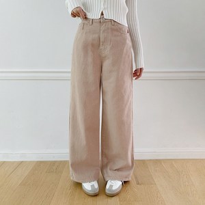 플랜데이 여성용 롱/숏 기장 로이 와이드 코튼 팬츠