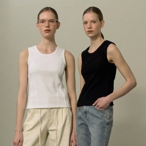 쥬시쥬디 여성용 통기성 골지 에센셜 민소매 탑 2종 세트 JZTS026A