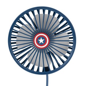 로이체 마블 RGB LED 레인보우 무드등 차량용 USB 선풍기, 캡틴아메리카, MRVL-RCF-A-CP