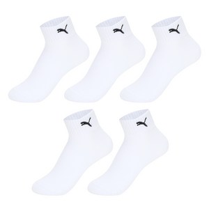 푸마 남성용 이중쿠션 단목 양말 5족 세트, 28호(L), 화이트, 1세트
