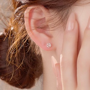 젤루나 여성용 써지컬 얇은 원큐빅 라운드 기본 바벨 볼 피어싱 5mm P-789 2p