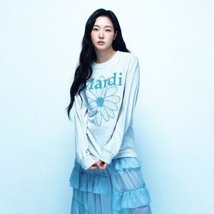 마르디메크르디 여성용 플라워 롱 슬리브 면 티셔츠
