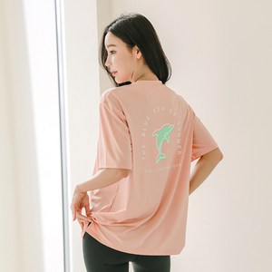 튜브트리 여성용 반팔 루즈핏 래쉬가드 상의 B8206