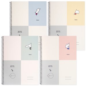 뭉구 보바 향균 4분할 수학 연습장 4종 세트, GRAY, GREEN, PINK, YELLOW, 1개