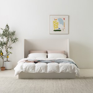 리바트 플랫 침대 프레임 방문설치, 웜화이트