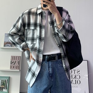 콘피아르 남성용 데일리 오버핏 체크 셔츠 TC6311