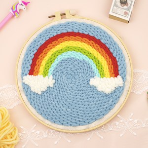 아트조이 DIY 펀치 니들 자수 + 4단 바늘 세트, 작은 무지개, 1세트