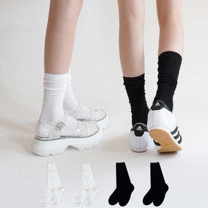 마이싹 여성용 골지 시스루 롱롱 망사 주름 셔링 양말 4켤레