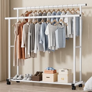 라이크하우스 스탠드 옷걸이 더블 2단 이동식 행거 원룸 튼튼한행거