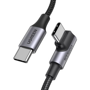 유그린 100W 지원형 직조 90도 C to C타입 고속충전 케이블