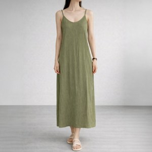 라라온 여성용 레이어드 링클 끈나시 롱 원피스 26TSP4023