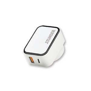 썬더 USB C타입 18W 퀄컴3.0 2포트 듀얼 고속 충전기, 화이트, 1개