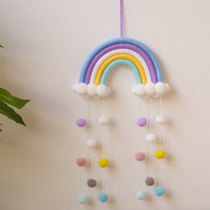 헤븐센스 레인보우 무지개 마크라메 아이방 벽장식, 드롭 블루