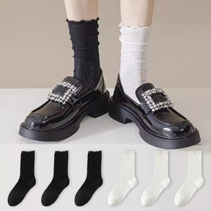 시너싹스 여성용 파스텔 컬러 레이스 메쉬 시스루 삭스 양말 6켤레