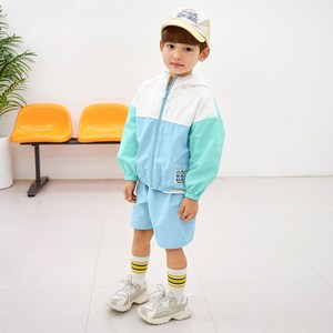 마리앤모리 아동용 냉감 통기성 쿨링 배색 후드 화섬 상하의 세트