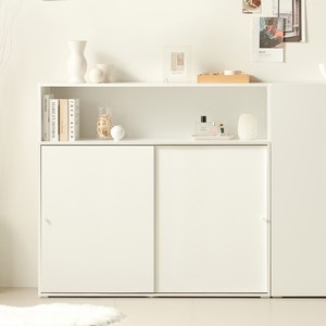 룸앤디 스르륵 4단 1200 상부오픈형 일반형 슬라이딩 미닫이 슬림 수납장 방문설치