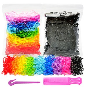 링하나 여아용 링링 대용량 고탄력 머리 고무줄 2p + 이지컷 + 포켓빗 세트 SR27