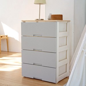 보노하우스 국내 제조 라탄플러스 우드상판 서랍장