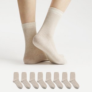 삭피엔스 여성용 발목이 가늘어 보이는 골지 중목 양말 8켤레 세트
