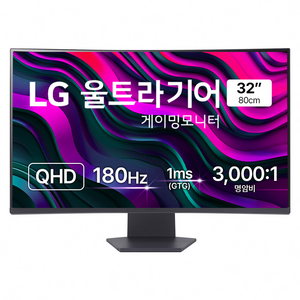 LG전자 QHD 울트라기어 게이밍 모니터 32GS60QC, 80cm