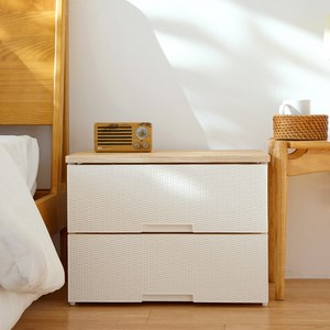 보노하우스 국내 제조 라탄플러스 우드상판 서랍장