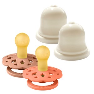 BIBS 보헴 고무 쪽쪽이 1단계 2종 + 실리벨 케이스 2p 세트, 1단계(신생아~6개월), 파파야, 피치, 1세트