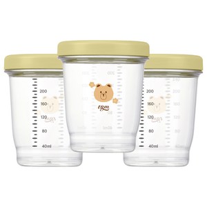 티지엠 에코젠 이유식 보관 용기 3p, 240ml, 올리브, 1세트