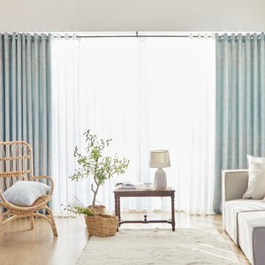 블라썸 플라워 아일렛 암막 커튼 2p + 커튼끈 2p + 샤이닝 포인트 커튼 2p + 커튼끈 2p + 커튼봉 세트