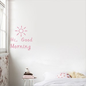 나음다름 Hi Good Morning 투명 스티커, 핑크