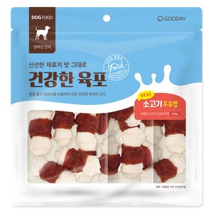 굿데이 강아지 건강한 육포말이 우유껌 간식, 소고기, 240g, 1개