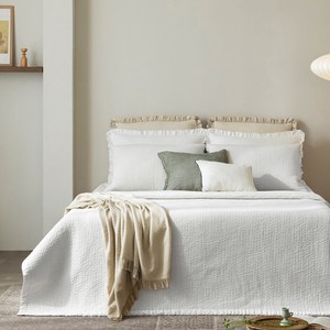 보몽드 고온에 삶은 사계절 피그먼트 60수 아사 순면 줄누비 스프레드 이불 겸 패드