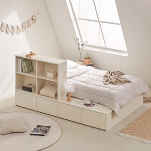 파운드 확장형 수납 침대 프레임 + 미니 책장 세트 방문설치